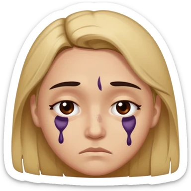 sad emoji with bruise under eye sticker
