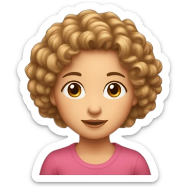 Une petite fille au cheveux bouclés avec sa maman  sticker