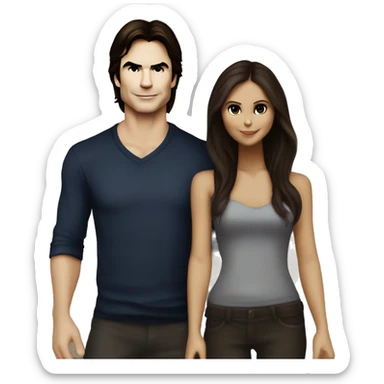 Ian Somerhalder as Damon Salvatore and Nina Dobrev as Elena Gilbert  sticker