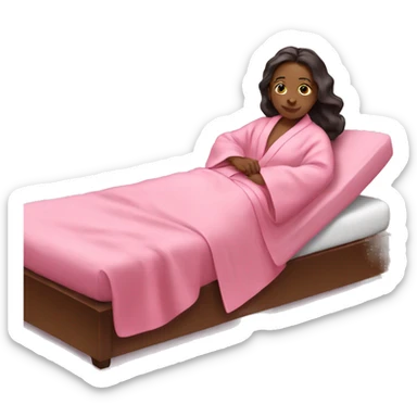 Girl with pink robe laying on spa bed sticker