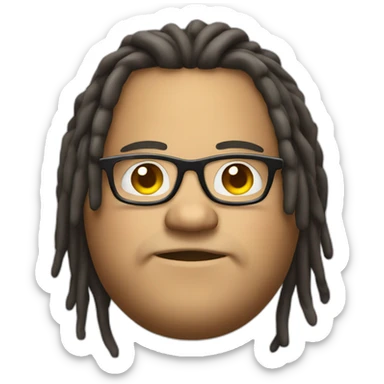 fat guy with dreadlocks and glasses sticker