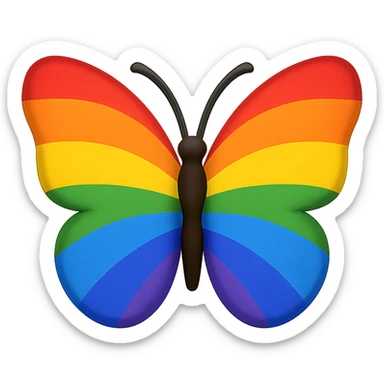 gay pride emoji, rainbow butterfly, vibrant wings, no background sticker