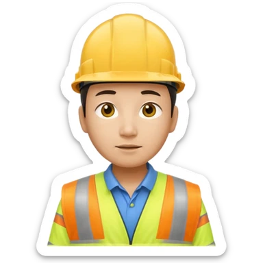 The narrow-eyed Chinese construction worker sticker