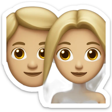 Tan woman with brown hair and white man with blonde hair getting married sticker