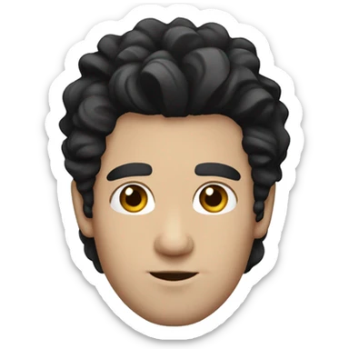 white guy, with black wavy hair and thick eyebrows sticker