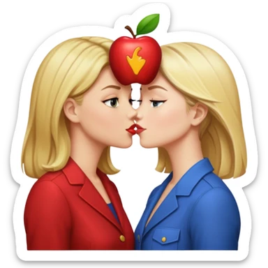 Lana Lang kissing Chloe Sullivan, apple style emoji sticker