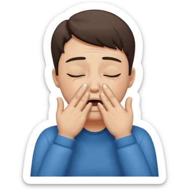 Crying like it’s the end of the world with hands over mouth and eyes slightly closed sticker