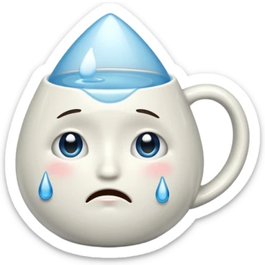 crying cup emoji, big teardrop, sad face sticker