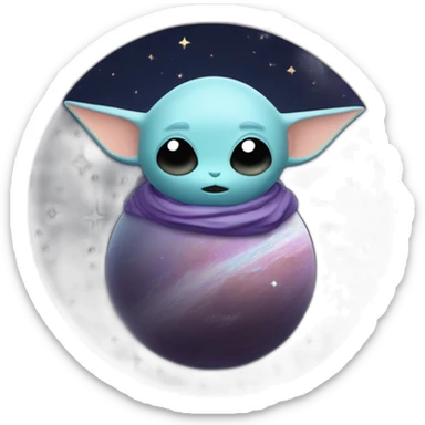Grogu Cosmic méditation with planet sticker