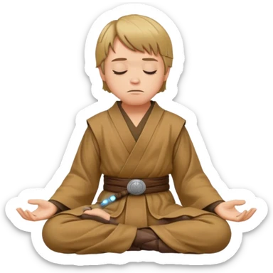 Make Luke Skywalker meditating position with jedi robes nk cape closed eyes with jedi boots hands on knees no ligthsaber sticker