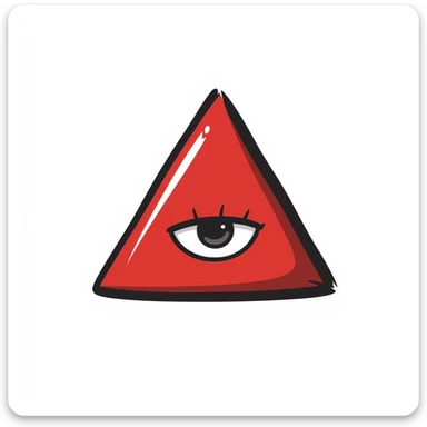 A blood-red triangle with a glowing eye inside, symbol of FOE sticker