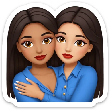 Boujy baddie best friends happy hugging, trendy heavy makeup sticker