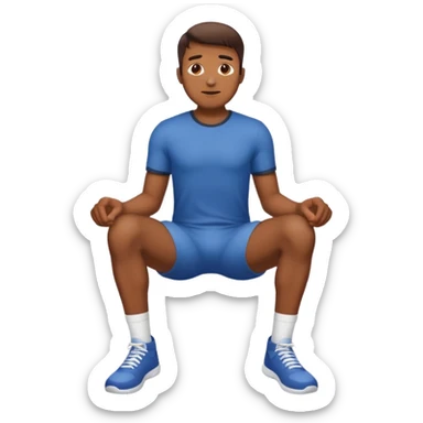 Brown skin man with knees facing out with space between his legs sticker