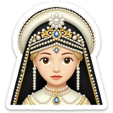 Russian kokoshnik with pearls and gold sticker
