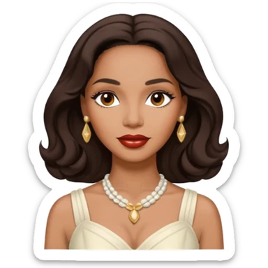 Dorothy Dandridge with long dark brown hair, ivory outfit sticker