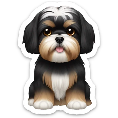 black and tan shih tzu maltese mix black head fur sticker