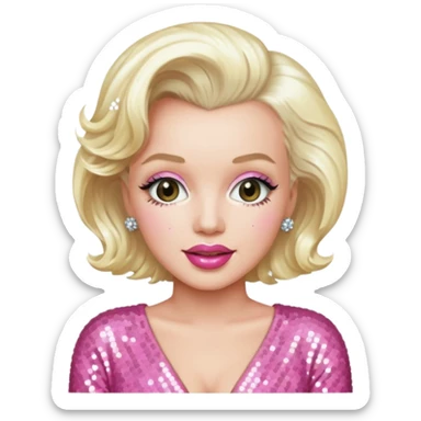 Marilyn Monroe with platinum blonde hair, pink sequin outfit sticker