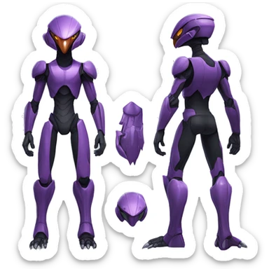 a black Genesect-Raptor-Fakémon—hybrid with a futuristic visor-helmet full body sticker