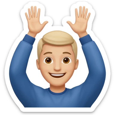 gleeful guy with hands above head sticker