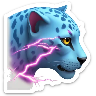 A blue panther head with pink lightning coming out of its eyes side view  sticker