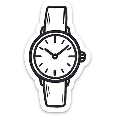 watch, hand-drawn icon style, black outlines, no fill, sketchy look sticker