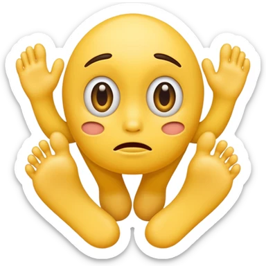 funny confused face yellow emoji with two feet behind it sticker