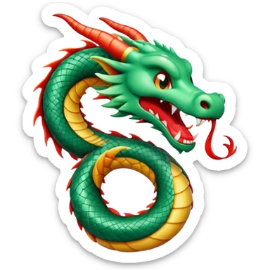 Cinematic Cute Yawning Chinese Serpent Dragon Portrait Emoji, Head gently inclined with a dramatic, wide-open yawn, revealing an elegantly elongated body with softly glowing jade and vermilion scales, enriched by subtle, ethereal cloud and ripple motifs; rendered with authentic detail and delicate natural light, high shine, relaxed yet wise, styled with a dash of ancient mystique, soft glowing outline, capturing the essence of a drowsy but venerable celestial dragon ready to drift into a serene, timeless slumber! sticker