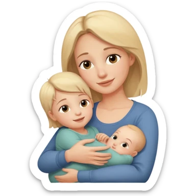 A loving mother holding her young child in her arms, warm natural light coming through a window, soft smile, emotional connection, candid moment, realistic photography, shallow depth of field, high resolution, warm tones
 sticker