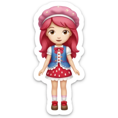 pretty and cute realistic modern day strawberry shortcake full body sticker