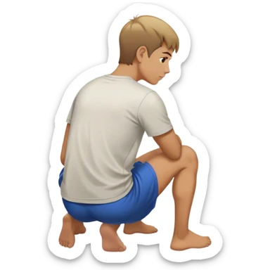man on knees facing away sticker