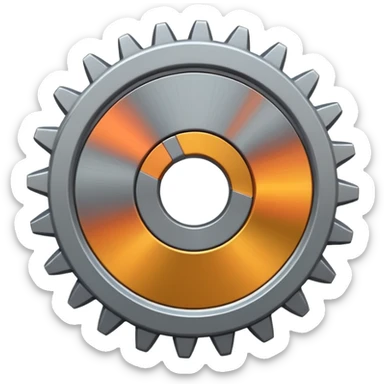 generate a very realistic steel gear sticker