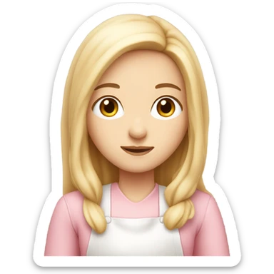 soft pink baker girl, long straight hair, with fair skin  sticker