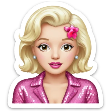 Marilyn Monroe with platinum blonde hair, pink sequin outfit sticker