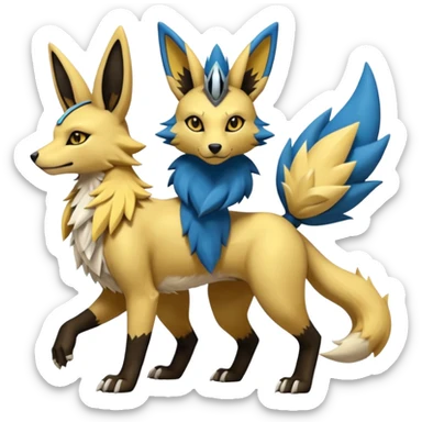 Lucario-Anubis-Umbreon-Zeraora-Jolteon-Fakémon-hybrid-creature (full body)  sticker