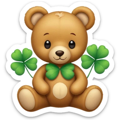Fairy Teddy with four-leaf clover sticker