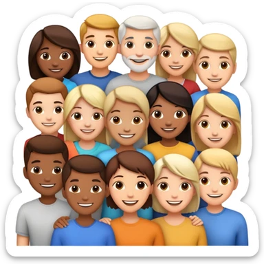 Diverse group of people standing together in a circle, happy faces sticker