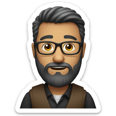A male author, being slightly annoyed, wearing glasses with a brown beard, holding a book. sticker