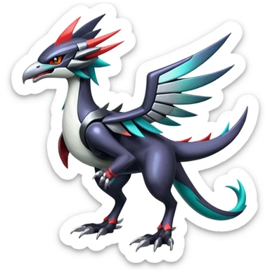 Futuristic Modern Shiny Metallic Alloy Cyber-Nargacuga-Noivern-Silvally-fusion (full body) sticker