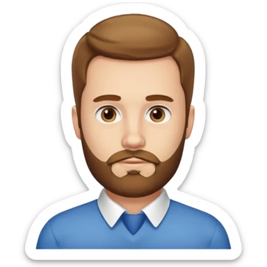 A white guy with coolers and white collar t shirt and the beard for him is at the chin area only sticker