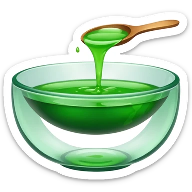 small dipping bowl filled with green liquid, simple, clear sticker