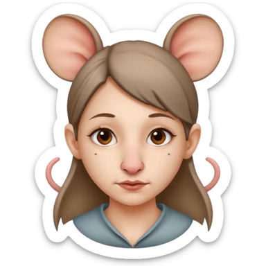 A girl with rat ears and rat nose sticker