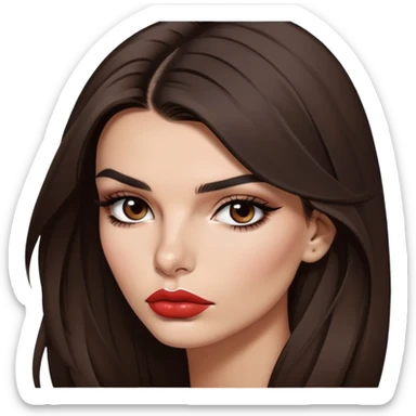 Emily Ratajkowski, brunette fashion model with long dark hair, pouty lips, and defined eyebrows sticker