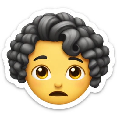 sad emoji with cute hairstyle and hairclips sticker