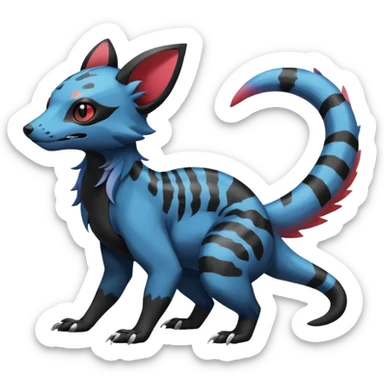 Rare epic aesthetic colorful Salandit-Eevee-Civet-species-Fakemon-hybrid-creature, with markings, full body sticker