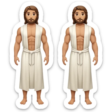 fullbody jesus christ jacked, sleeveless white robe front and backview sticker