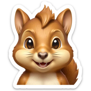 Cinematic Cheeky Squirrel Portrait Emoji, Head cocked to one side with a cheeky smirk and sparkling, impish eyes, featuring a compact, agile form with a luxuriously bushy tail and perky ears, Simplified yet remarkably expressive features, highly detailed, glowing with a playful, golden glow, high shine, mischievous and lively, stylized with an air of woodland naughtiness, soft glowing outline, capturing the essence of a cheeky squirrel that seems poised to leap out of the screen with a fun-loving attitude! sticker