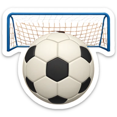 A mini football (futsal) ball placed on the court, with the goals and boundary lines visible in the background. The scene captures the fast-paced nature of the sport, with the compact indoor court and a focus on the ball ready for action. sticker