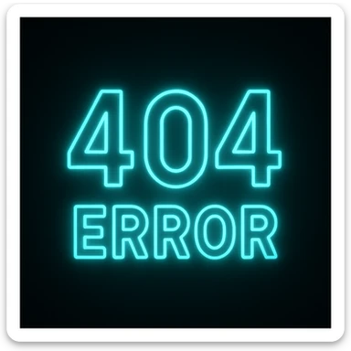 animated emoji of a blinking '404 error' sign with numbers '404' in bold neon lines and soft glowing effect, dark background, smooth seamless loop animation, sci-fi cryptic feel, modern minimal style, optimized for small screens sticker