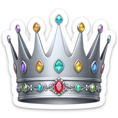 silver feminine crown with rainbow gemstones sticker
