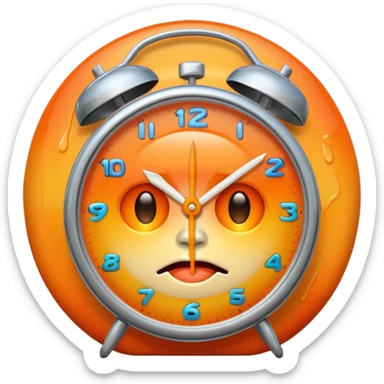 melting face, alarm clock, sunset sticker